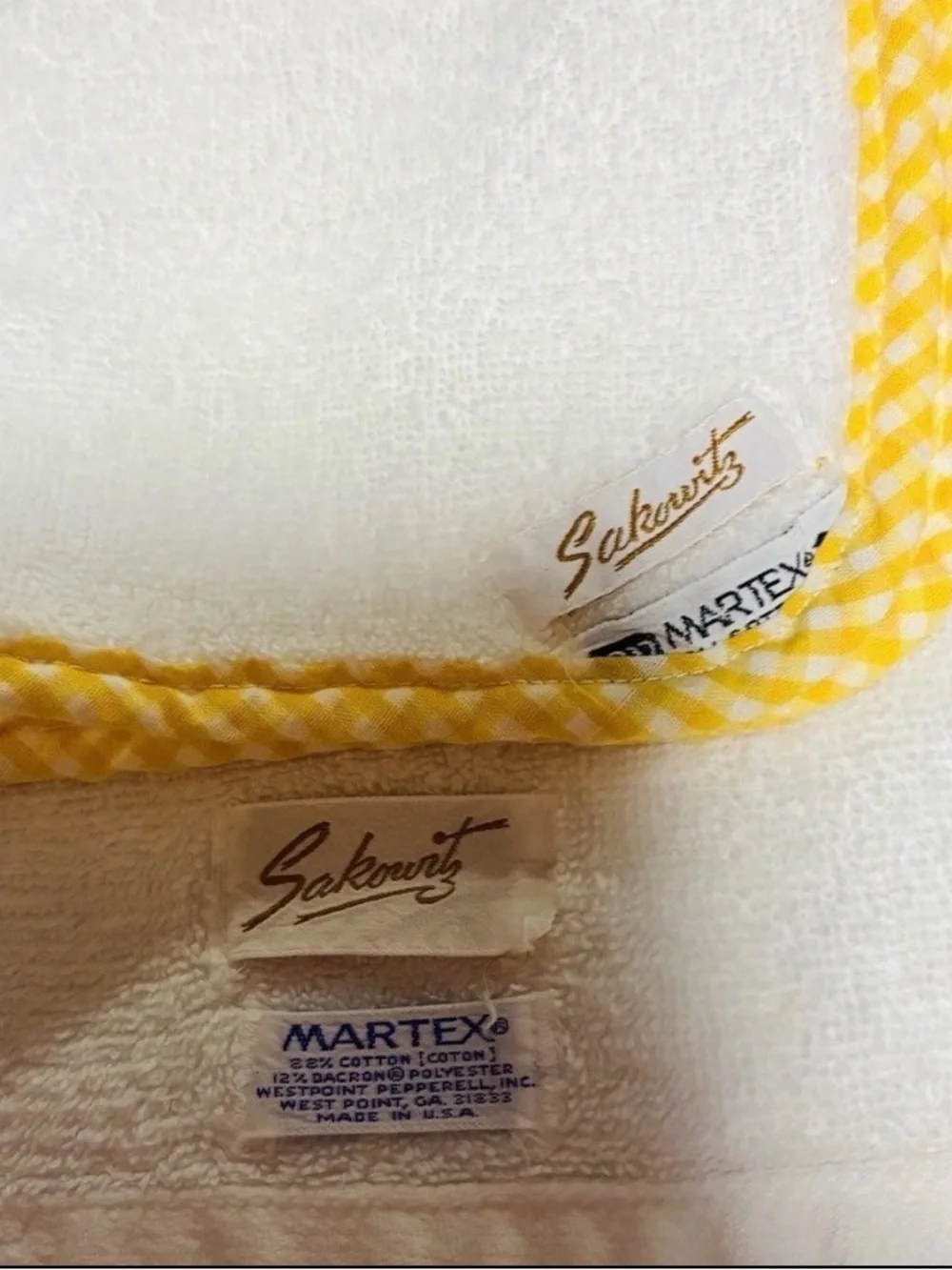 Vintage FieldCrest / Martex 4‎ Piece Yellow Floral Gingham Embroidery Towel Set